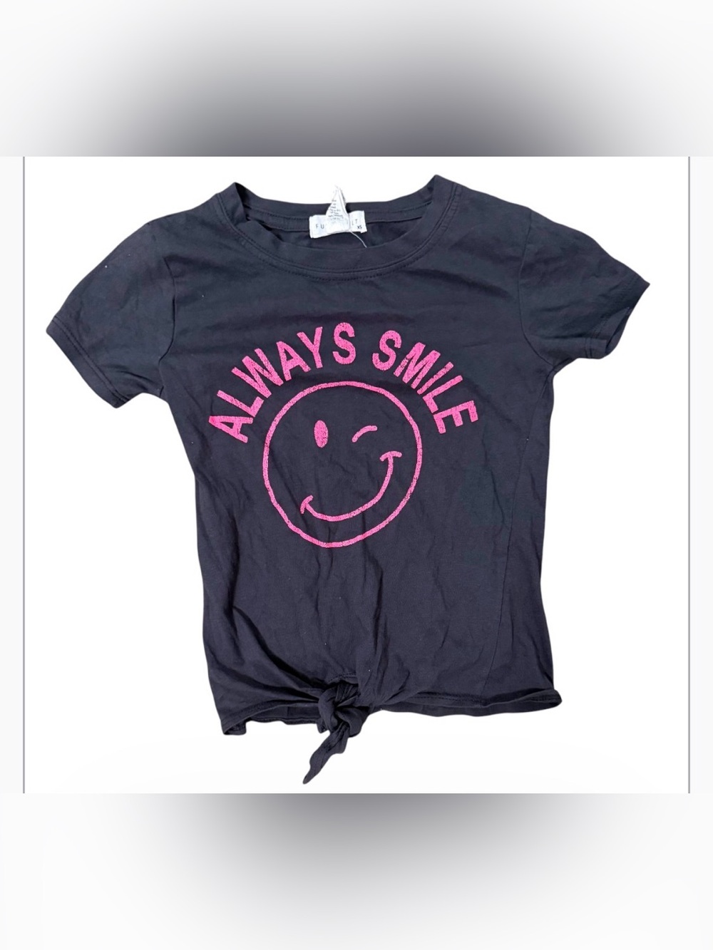 Full Tilt Charcoal Grey Short-Sleeve Tie-Front Tee